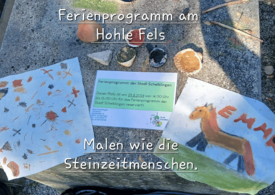 Mit Steinzeitfarben malen im Ferienprogramm der Stadt Schelklingen.